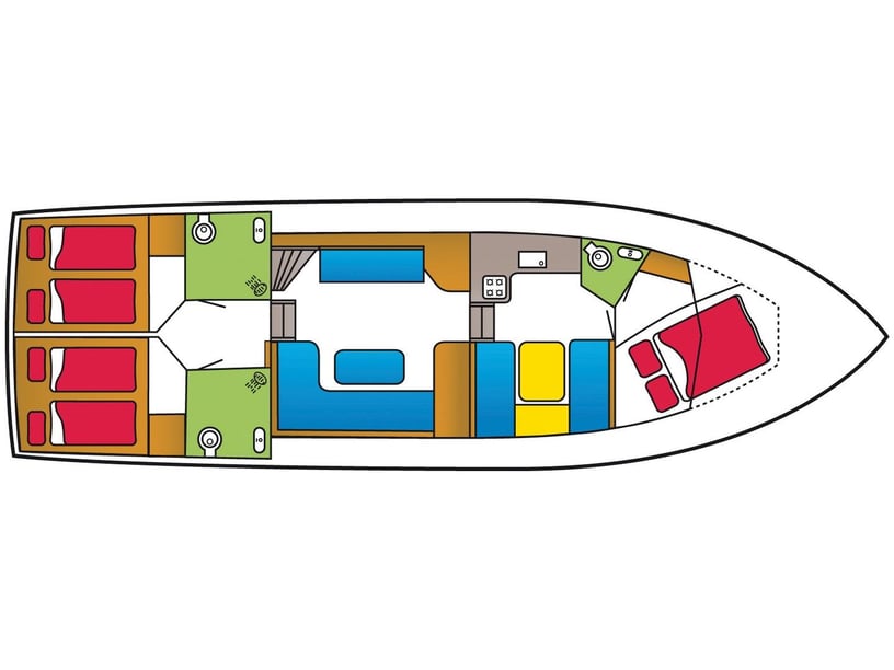 Drachten Motorboot 3 Kabine 8 Liegeplätze 8 Gäste 13.5 m Nummer des Inserats: #6194 5