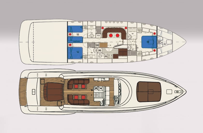 Mykonos Motoryacht 2 Kabine 7 Liegeplätze 18 Gäste 22 m Nummer des Inserats: #11476 2