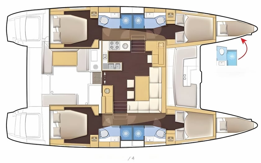 Paros Catamaran 4 cabin 10 berths 10 guests 13.99 m Listing Number: #13434 2