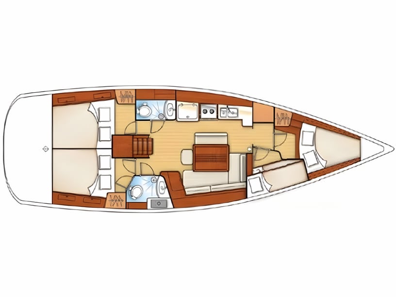 Athene Zeilboot Cabine 4  10  slaapplaatsen 10  gasten 13.13 m Lijstnummer: #13632 4