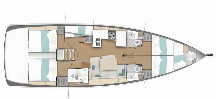 Rhodes Sailboat 6 cabin 12 berths 12 guests 14.32 m Listing Number: #13751 2