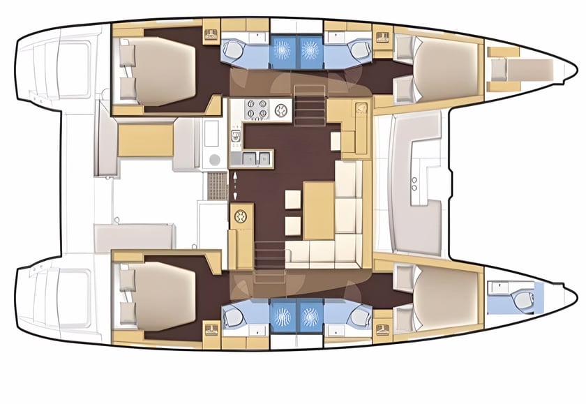 Nea Peramos - Attica Catamaran 6 cabin 11 berths 11 guests 11.74 m Listing Number: #13805 2