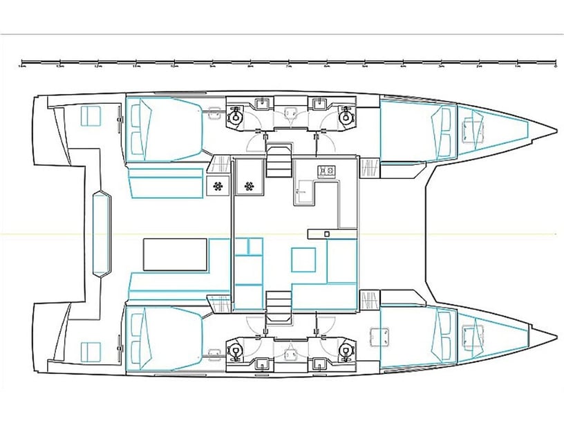 Lefkada Catamaran Cabine 6  Couchettes 12  Invités 12  13.71 m Numéro de l'annonce: #14055 2