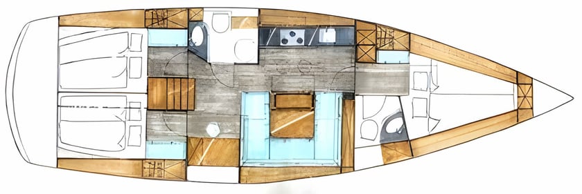 Lefkada Zeilboot Cabine 3  6  slaapplaatsen 6  gasten 12.83 m Lijstnummer: #14130 2