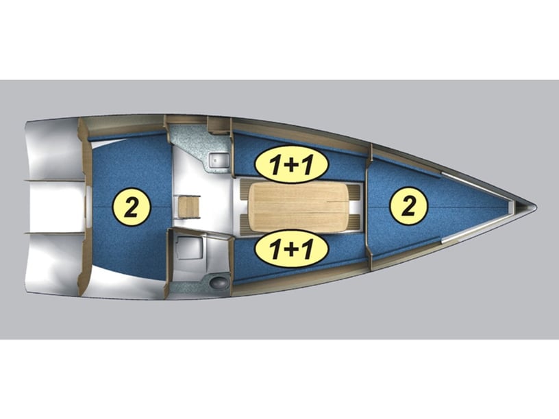 Wilkasy Yelkenli 2 kabin Konaklama 6 kişi Seyir 6 kişi 9.44 m İlan No: #14436 3