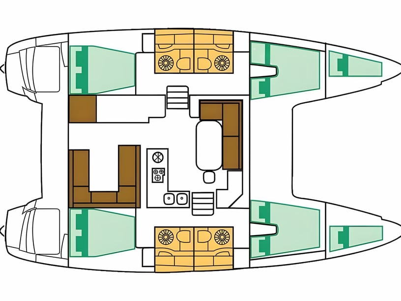 Lefkada Catamaran Cabine 6  10  slaapplaatsen 10  gasten 11.97 m Lijstnummer: #14618 2