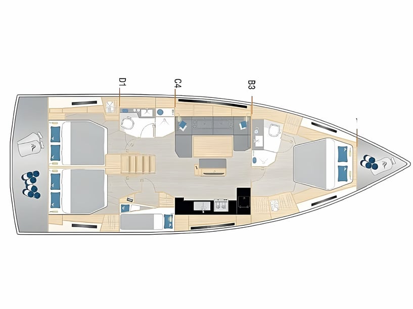 Castiglioncello Zeilboot Cabine 4  10  slaapplaatsen 10  gasten 14.6 m Lijstnummer: #14687 2