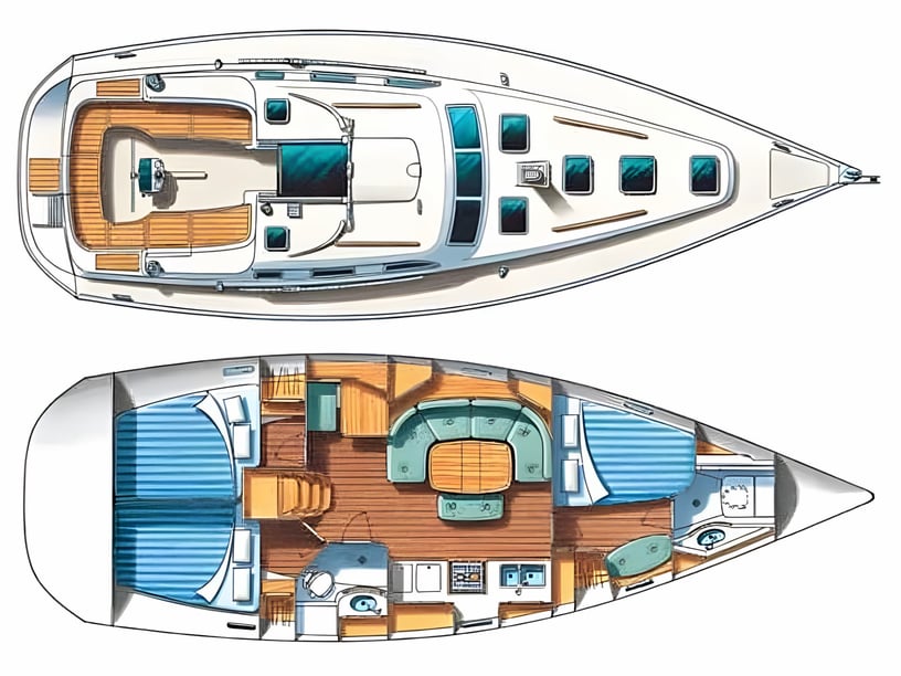 Athene Zeilboot Cabine 3  8  slaapplaatsen 8  gasten 11.98 m Lijstnummer: #14770 2