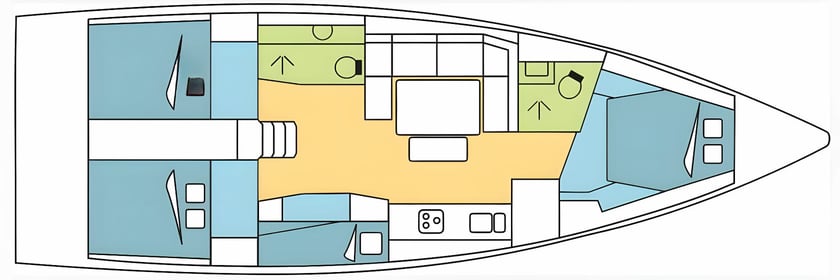 Rhodes Sailboat 4 cabin 10 berths 10 guests 13.24 m Listing Number: #15173 2