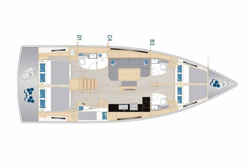 Medulin Zeilboot Cabine 5  12  slaapplaatsen 12  gasten 14.6 m Lijstnummer: #15307 2