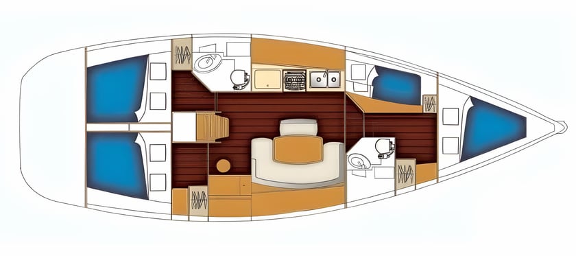 Athens Sailboat 5 cabin 8 berths 8 guests 13.26 m Listing Number: #15641 2