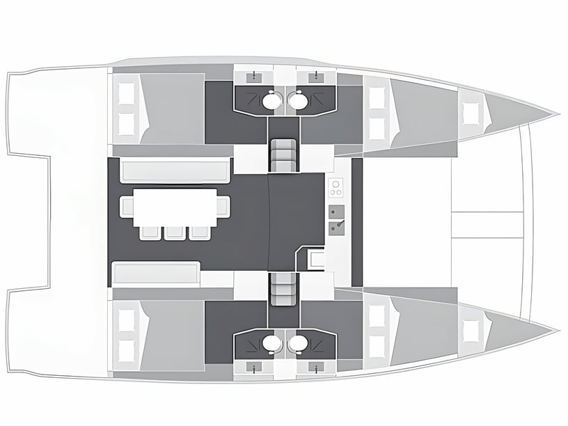 Lefkada Catamaran Cabine 4  Couchettes 10  Invités 10  12.37 m Numéro de l'annonce: #16665 2