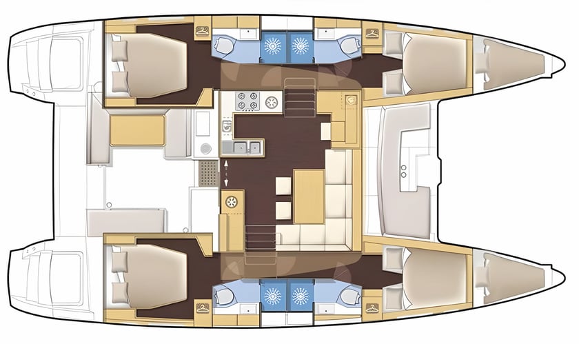 Rhodes Catamarano cabina 6  cuccette 10  12  ospiti 13.96 m Numero dell'inserzione: #16923 2