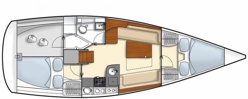 Kortgene Sailboat 2 cabin 6 berths 6 guests 10.59 m Listing Number: #17338 2