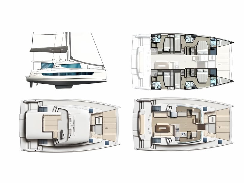 Atene Catamarano cabina 6  cuccette 12  12  ospiti 14.86 m Numero dell'inserzione: #17674 2