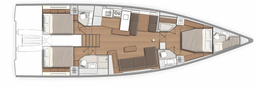 Gesplitst Zeilboot Cabine 3  6  slaapplaatsen 6  gasten 17.16 m Lijstnummer: #17930 2