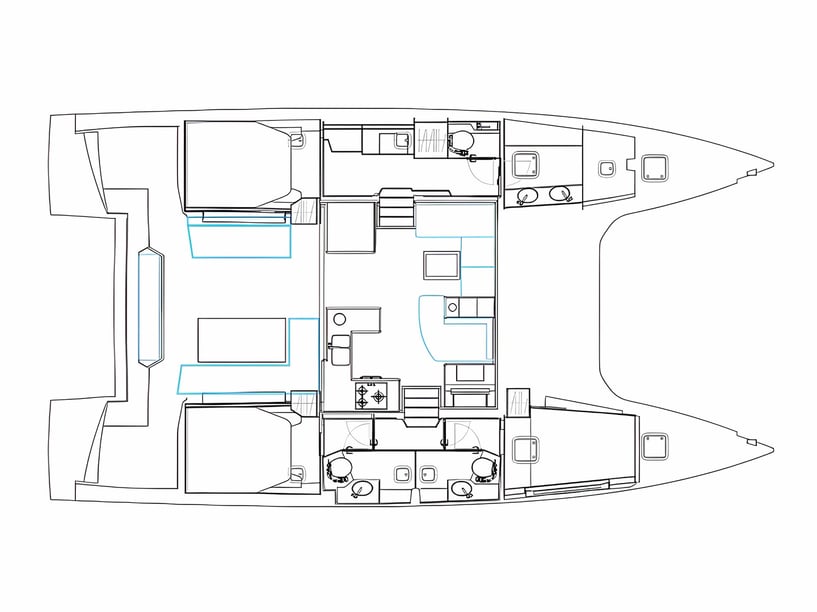 Cogolin Catamarano cabina 4  cuccette 7  7  ospiti 13.79 m Numero dell'inserzione: #18100 2