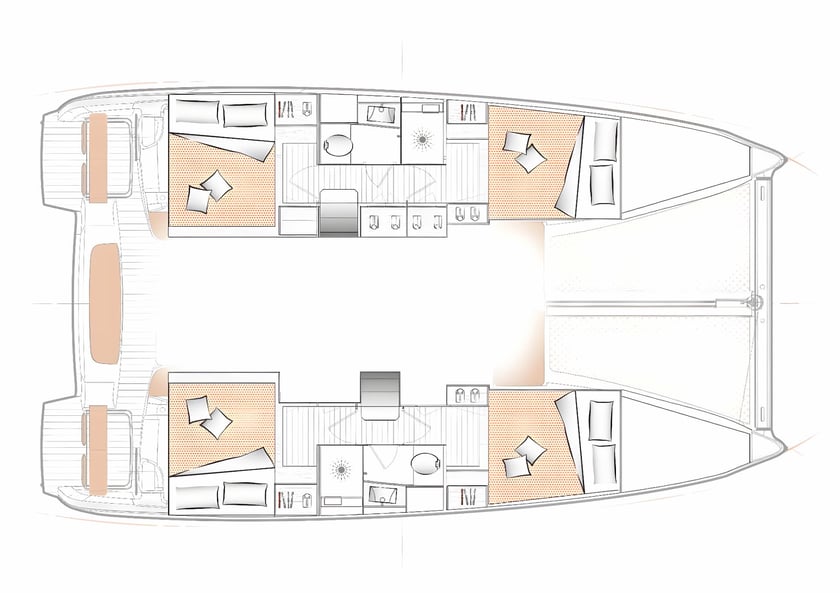 Split Catamaran 6 cabin 12 berths 12 guests 11.42 m Listing Number: #18791 2