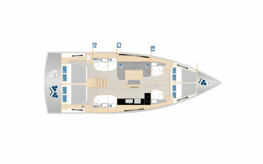 Castiglioncello Zeilboot Cabine 4  10  slaapplaatsen 10  gasten 14.6 m Lijstnummer: #19138 2