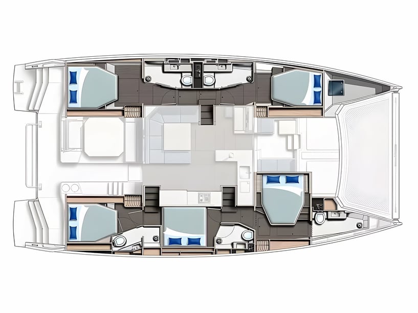 Sukošan Catamaran Cabine 4  Couchettes 10  Invités 10  15.04 m Numéro de l'annonce: #19269 2
