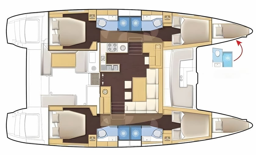 Capo d'Orlando Catamaran Cabine 4  10  slaapplaatsen 10  gasten 13.99 m Lijstnummer: #19704 2