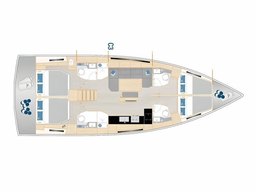 Biograd Voilier Cabine 4  Couchettes 9  Invités 9  14.6 m Numéro de l'annonce: #20027 2