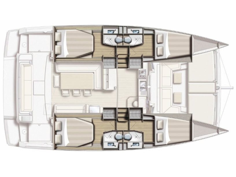 Papeete, Tahiti Catamaran Cabine 4  Couchettes 10  Invités 10  12.35 m Numéro de l'annonce: #20474 4