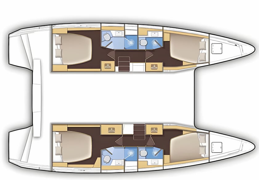 Split Catamaran 6 cabin 12 berths 12 guests 12.8 m Listing Number: #20721 2