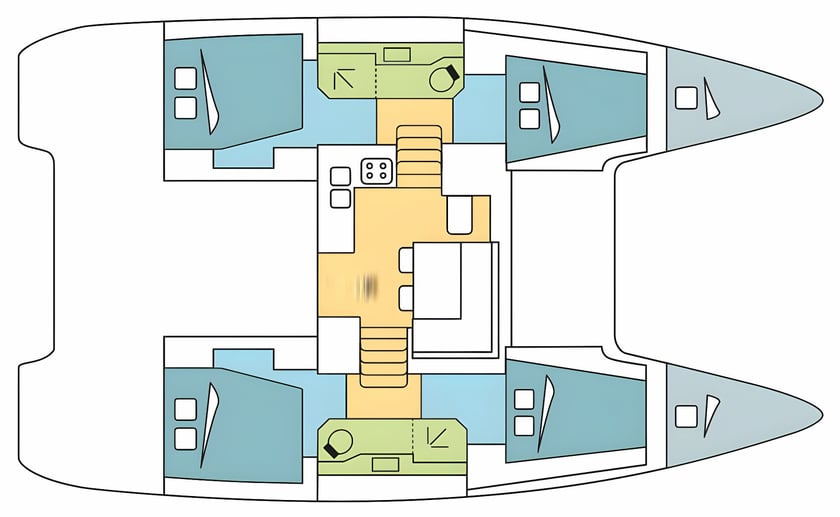 Split Catamaran 6 cabin 12 berths 12 guests 11.74 m Listing Number: #20780 2