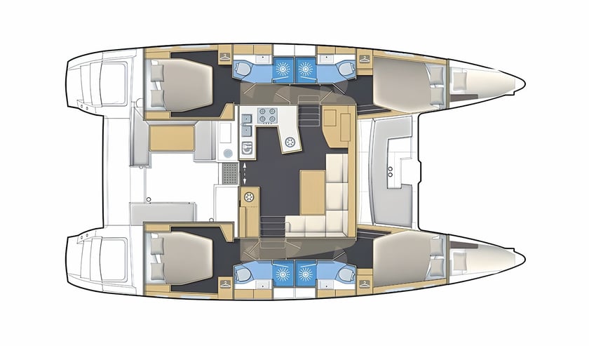 Piso Livadi Catamaran 4 cabin 12 berths 12 guests 13.96 m Listing Number: #21317 2