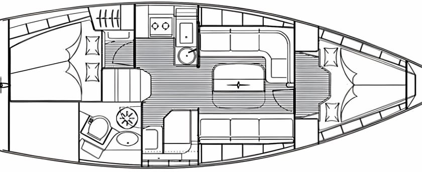 Izola Sailboat 2 cabin 6 berths 6 guests 10.65 m Listing Number: #21418 2