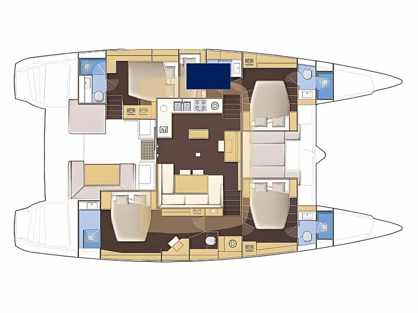 Lefkada Catamaran Cabine 4  8  slaapplaatsen 8  gasten 15.84 m Lijstnummer: #21621 2