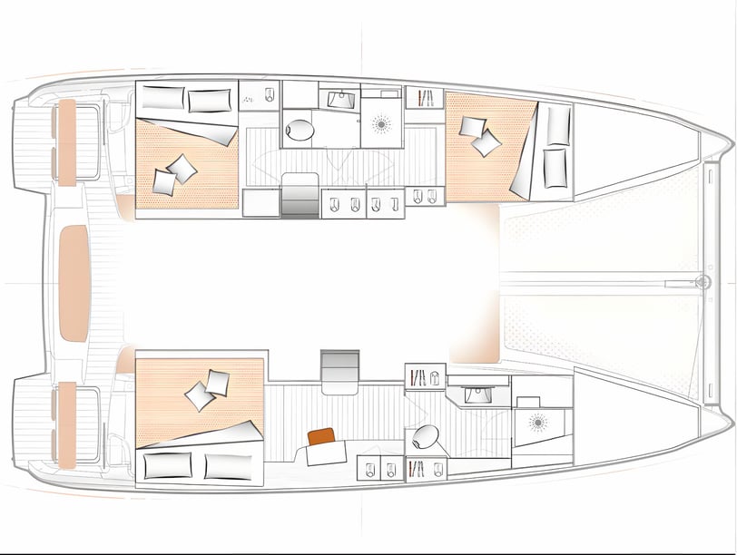 Papeete, Tahiti Catamaran Cabine 3  Couchettes 6  Invités 6  11.33 m Numéro de l'annonce: #22406 2