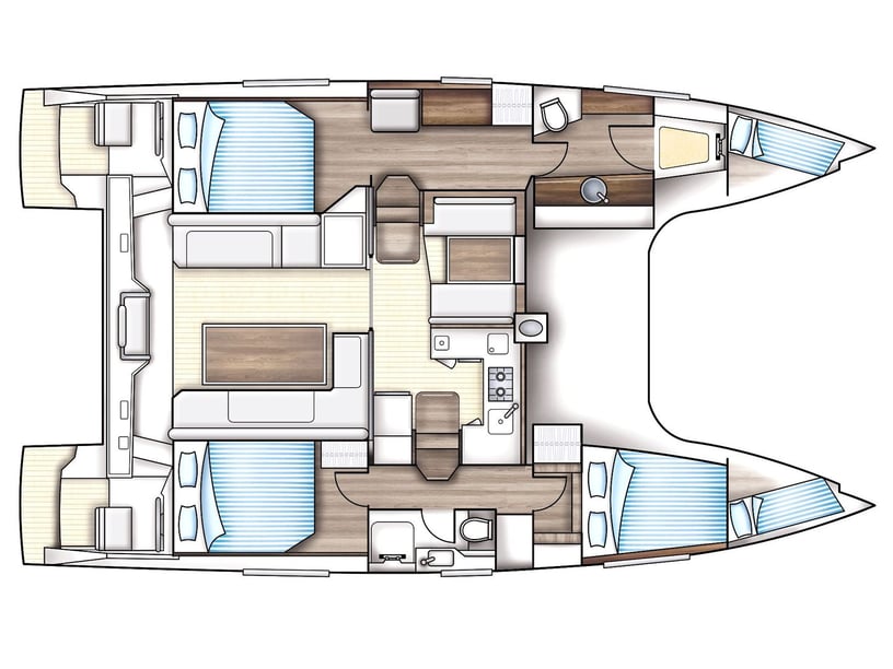 Papeete, Tahiti Catamaran Cabine 3  Couchettes 6  Invités 6  11.98 m Numéro de l'annonce: #22408 3