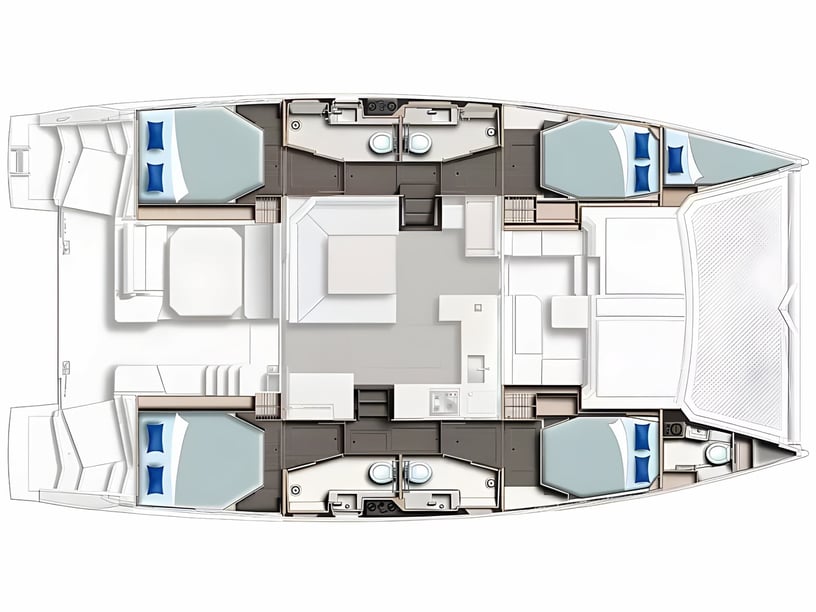 Zanzibar Catamaran Cabine 4  Couchettes 8  Invités 8  13.72 m Numéro de l'annonce: #22605 2