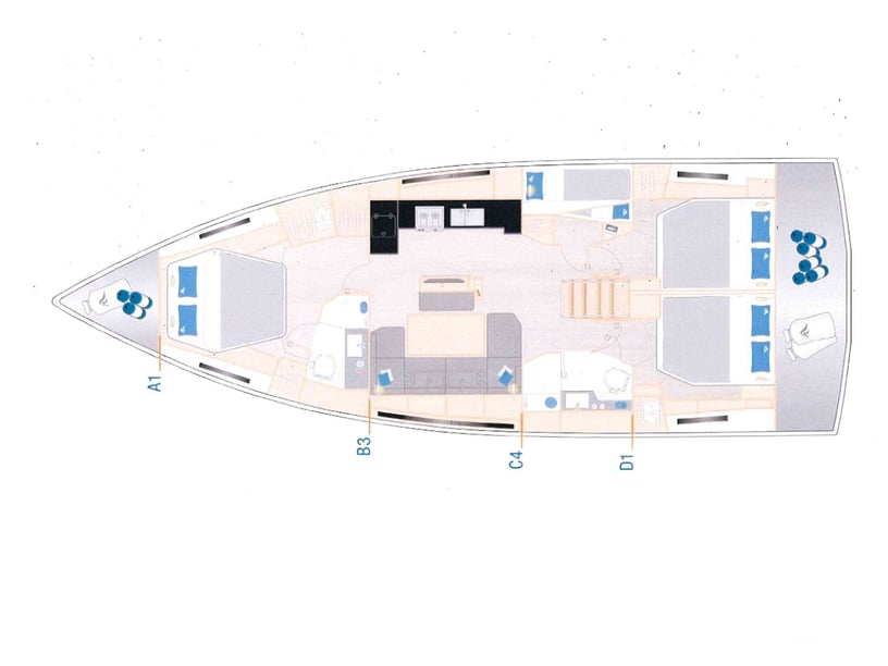 Cogolin Segelboot 3 Kabine 8 Liegeplätze 8 Gäste 14.6 m Nummer des Inserats: #23450 5