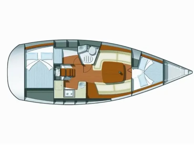 St. Quay-Portrieux Segelboot 2 Kabine 6 Liegeplätze 6 Gäste 9.6 m Nummer des Inserats: #23629 2