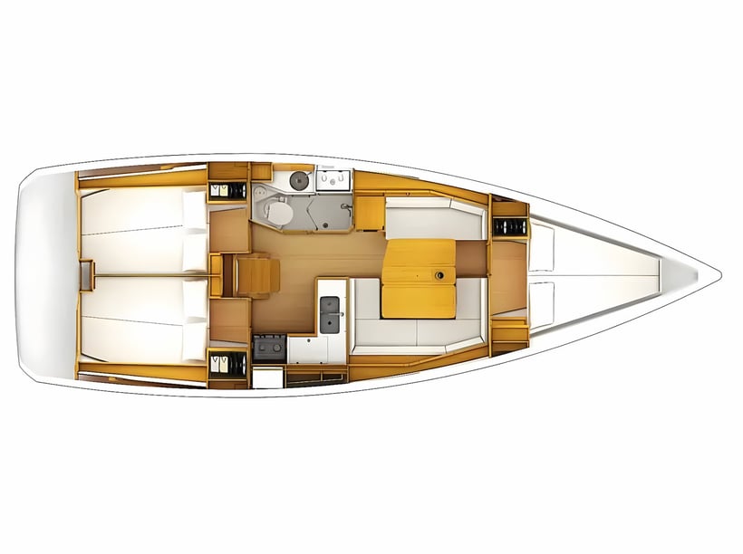 St. Quay-Portrieux Segelboot 3 Kabine 8 Liegeplätze 8 Gäste 11.34 m Nummer des Inserats: #23638 2