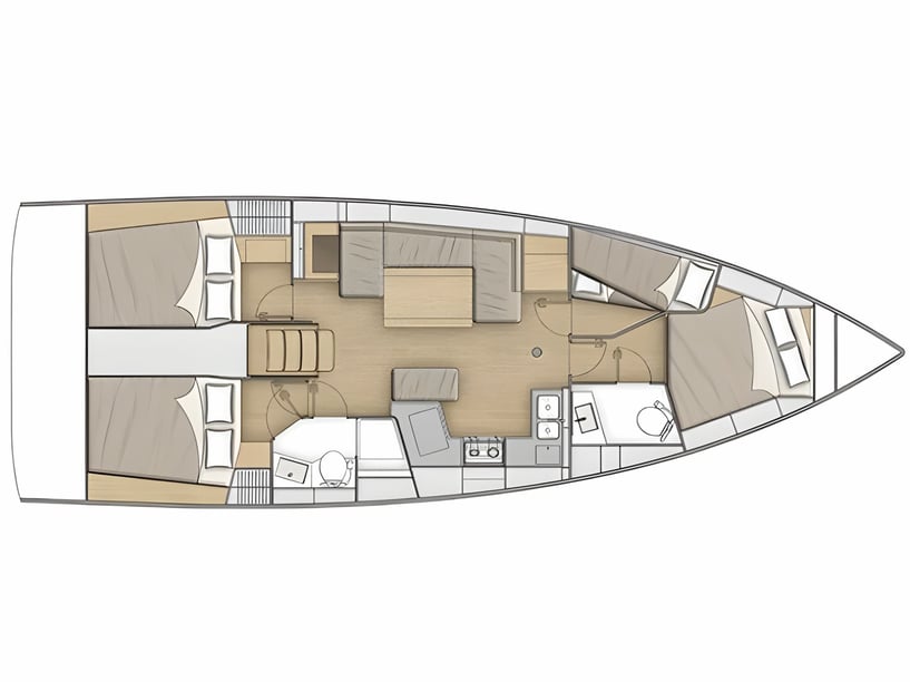 St. Quay-Portrieux Segelboot 3 Kabine 8 Liegeplätze 8 Gäste 12.43 m Nummer des Inserats: #23640 2