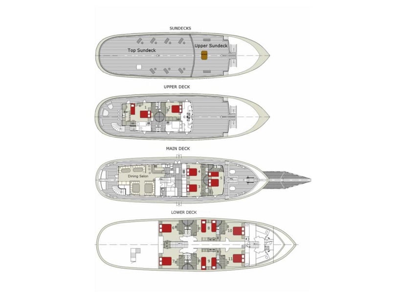 Split Gulet 11 Kabine 22 Liegeplätze 22 Gäste 41 m Nummer des Inserats: #25459 3
