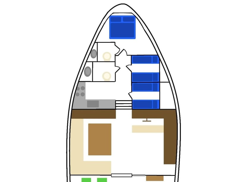 Split Motorboat 3 cabin 4 berths 4 guests 13.5 m Listing Number: #25513 2