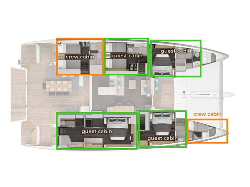 Kaštel Gomilica Catamaran 4 cabin 8 berths 8 guests 19.77 m Listing Number: #25736 5