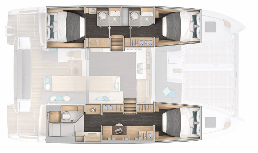 Papeete, Tahiti Katamaran 4 Kabine 9 Liegeplätze 9 Gäste 13.85 m Nummer des Inserats: #27283 4