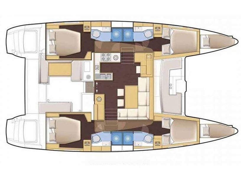 Skiathos Catamaran 4 cabin 12 berths 12 guests 13.99 m Listing Number: #28133 2