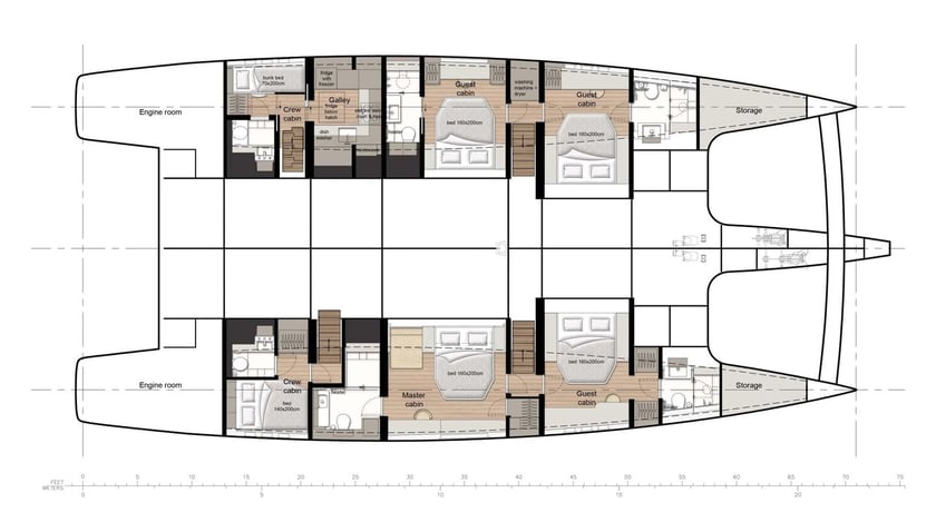Olbia Catamaran 4 cabin 8 berths 8 guests 21.34 m Listing Number: #29629 2
