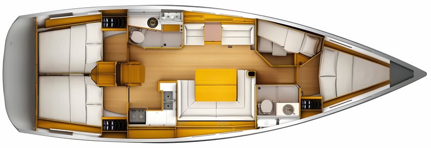 Salerno Zeilboot Cabine 4  10  slaapplaatsen 10  gasten 13.34 m Lijstnummer: #3669 2