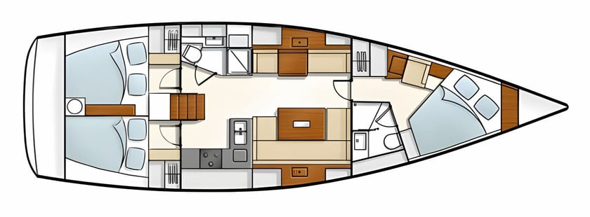 Kos Zeilboot Cabine 3  6  slaapplaatsen 6  gasten 13.3 m Lijstnummer: #4114 2