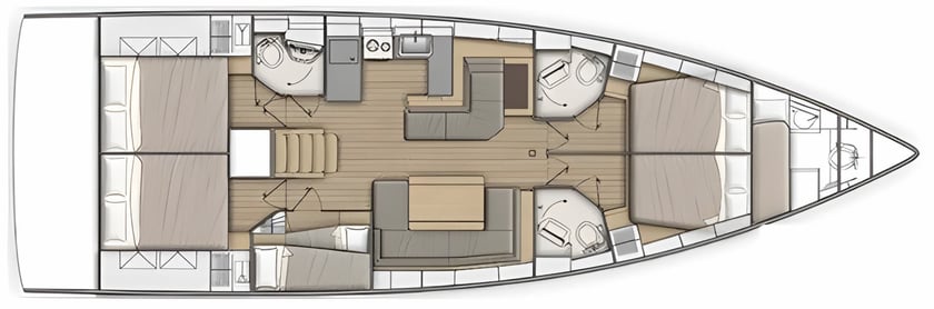 Lefkada Sailboat 6 cabin 11 berths 11 guests 15.94 m Listing Number: #4155 2