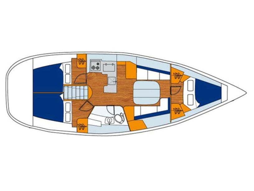 Cagliari Zeilboot Cabine 3  6  slaapplaatsen 6  gasten 11.3 m Lijstnummer: #4380 5