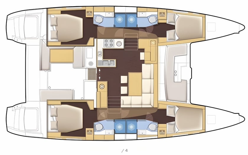 Lefkada Catamaran Cabine 6  Couchettes 12  Invités 12  13.96 m Numéro de l'annonce: #646 2